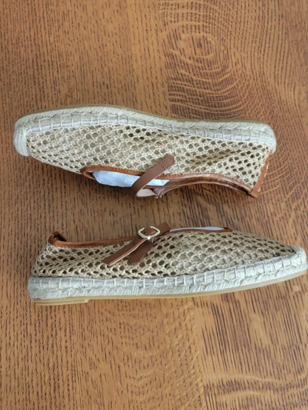 J. Crew Made-in-Spain woven Mary Jane Espadrille Flats - faux raffia - natural